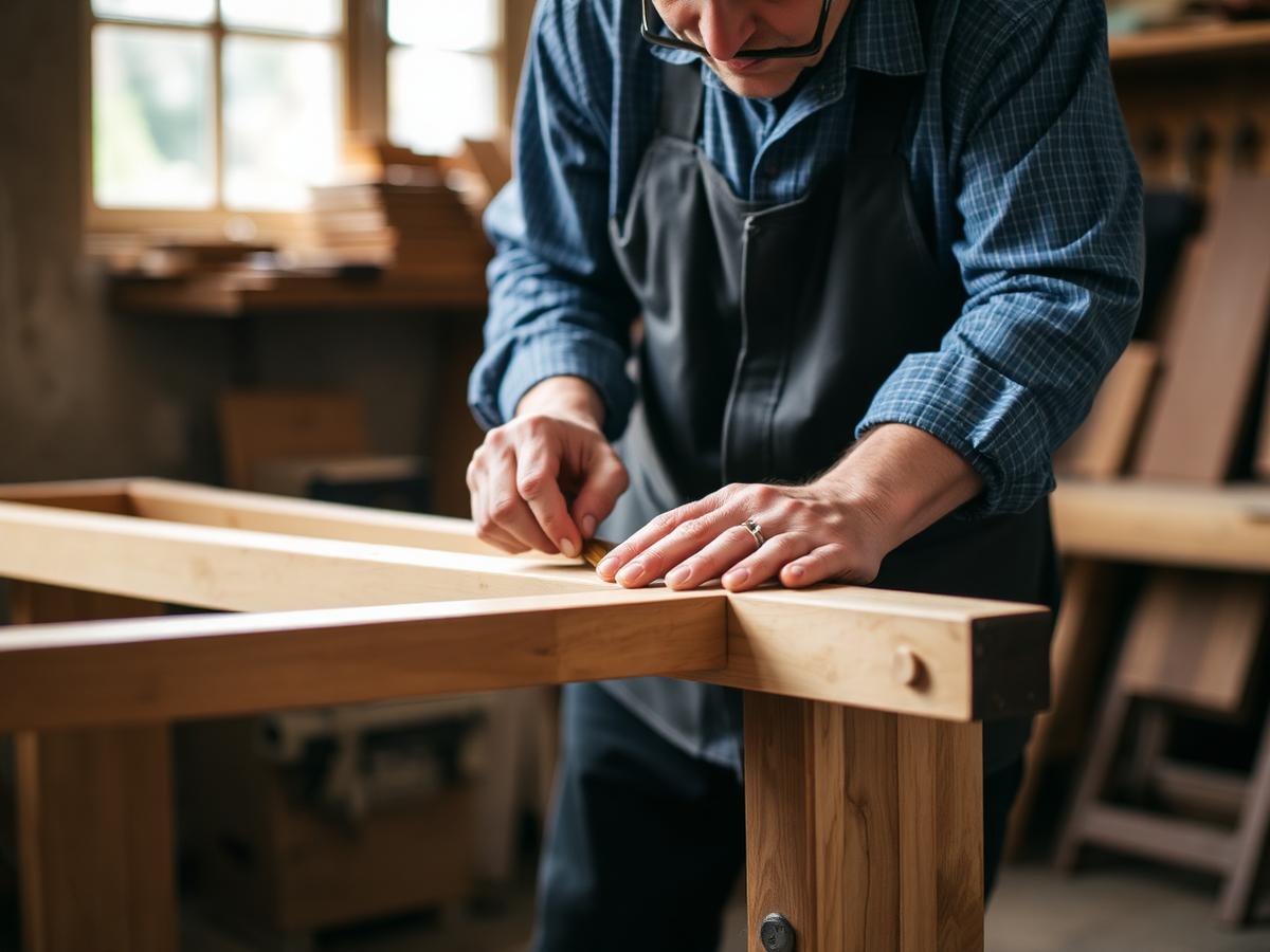 Edinburgh craftsman building a hardwood sofa frame in the Craft Handmade Sofas workshop