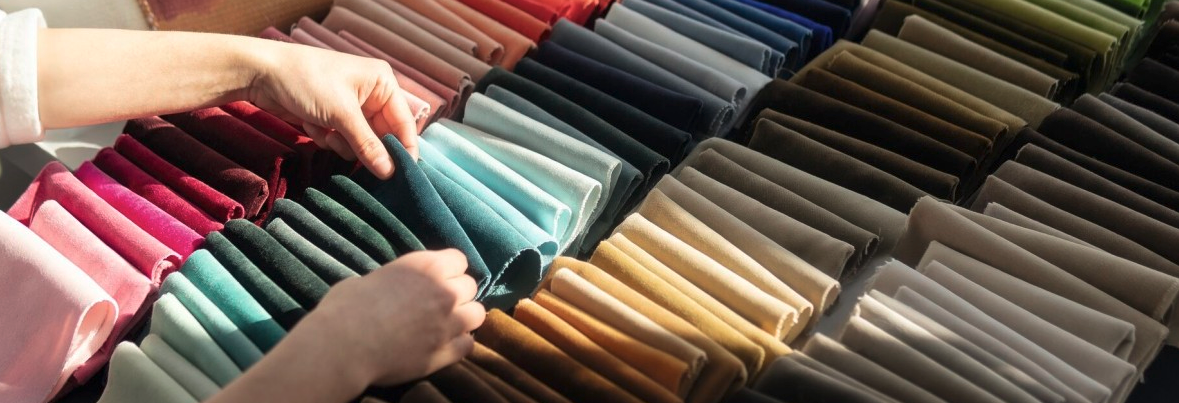 A wide selection of premium fabrics and leathers in many colours