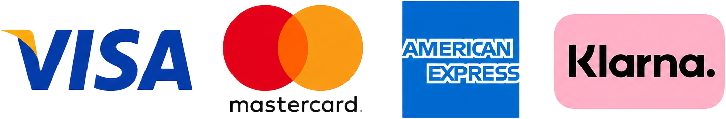 Visa, Mastercard, American Express and Klarna accepted